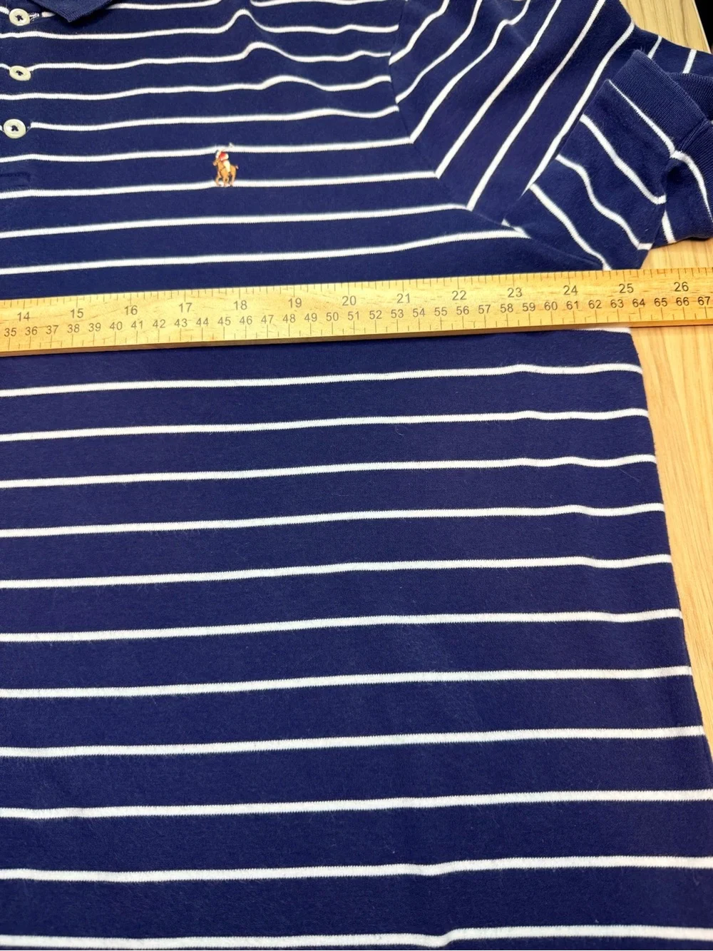 POLO RALPH LAUREN Men’s Short Sleeve Blue White Striped Classic Fit Polo Size XL